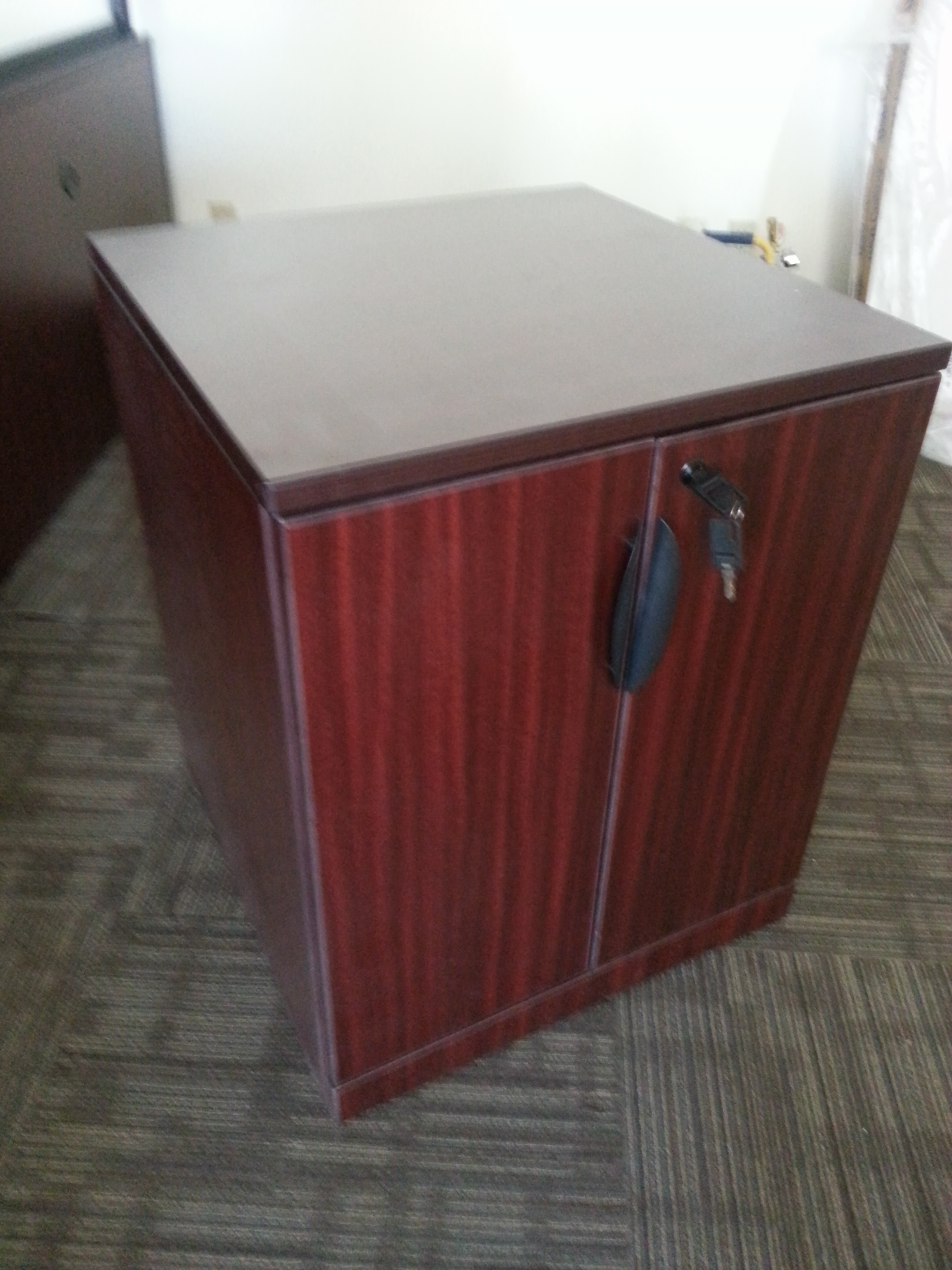 Mahogany 2 Door Desk Height Storage Locking Allsold.ca Buy